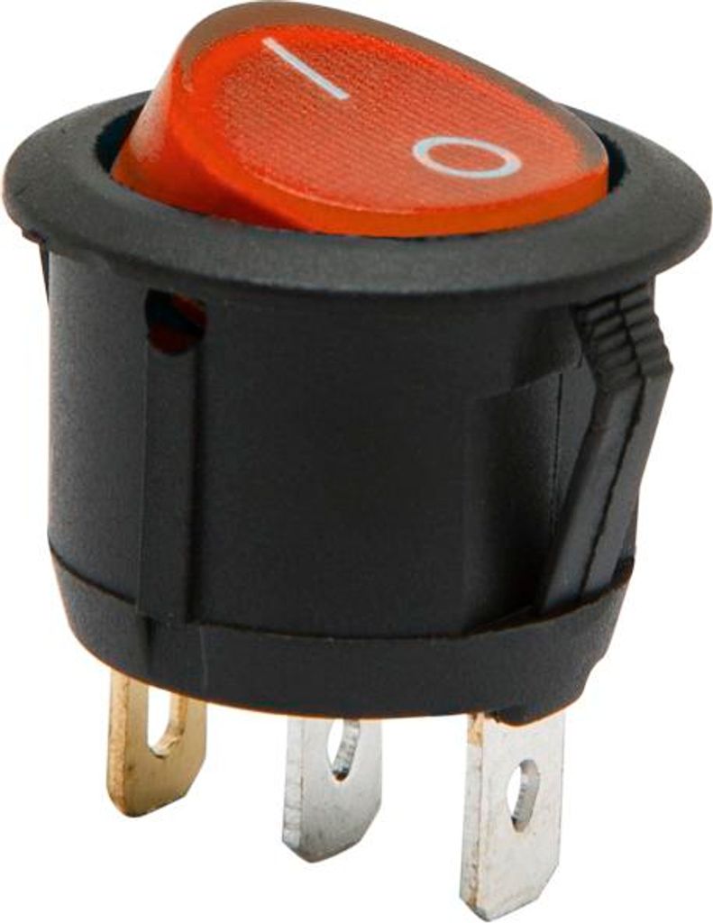 5x Beleuchteter runder Wippschalter SPST EIN/AUS - Wippschalter 250VAC 6A (10A) - Rote LED-Anzeige mit IO-Markierung - Unterputzschalter für elekt...