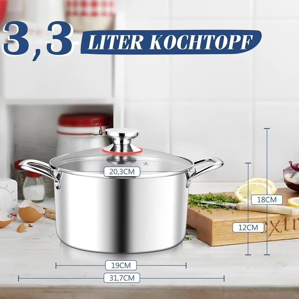 Royal Catering Pentola Per Induzione Pentola Acciaio Inox RCST-21E3