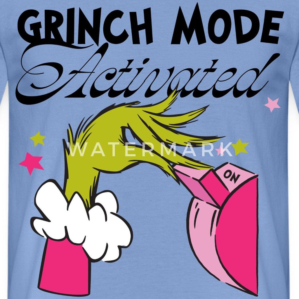 Spreadshirt Der Grinch Statement Grinch Mode Activated Männer T-Shirt, 4XL, Carolina Blue