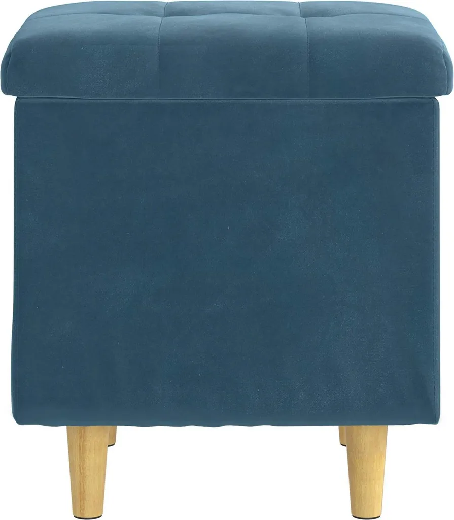 vidaXL Pouf contenitore con cuscino blu 40 x 40 x 45 cm Velluto - 6