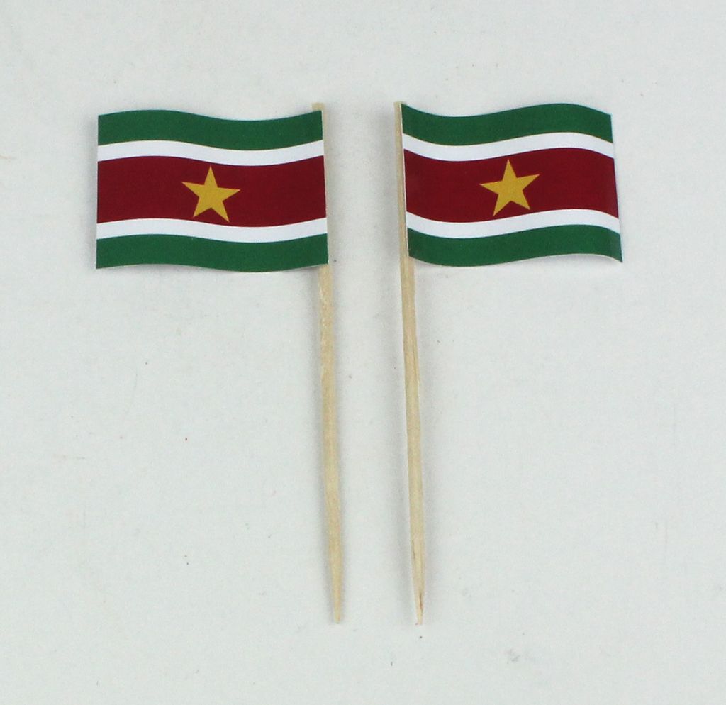 Party-Picker Flagge Suriname Papierfähnchen in Spitzenqualität 25 Stück Beutel