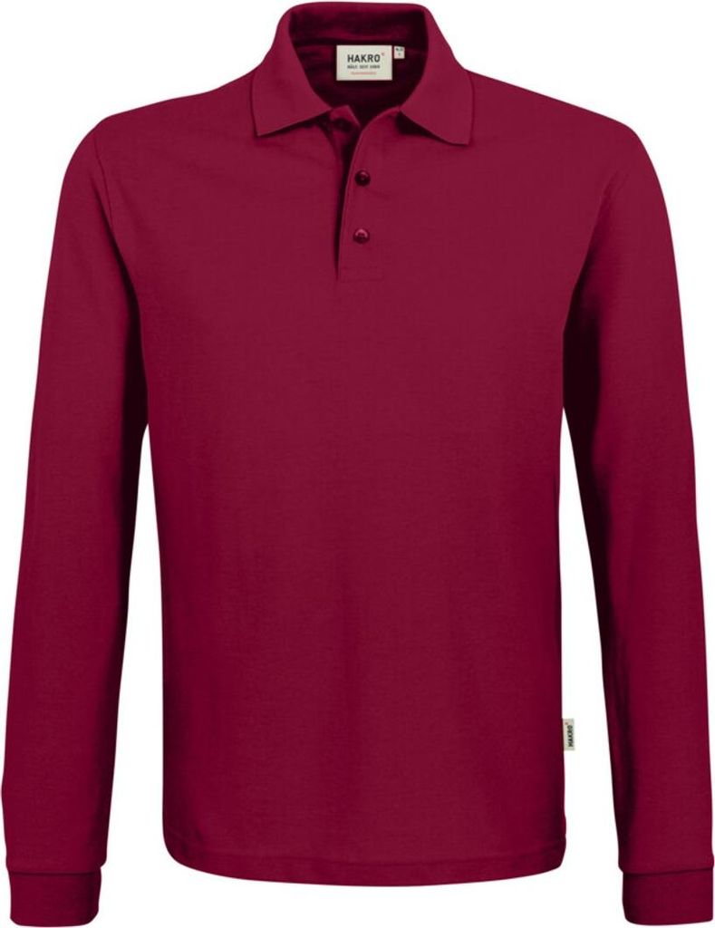 HAKRO Langarm Poloshirt Performance Herren #815 Gr. 6XL weinrot