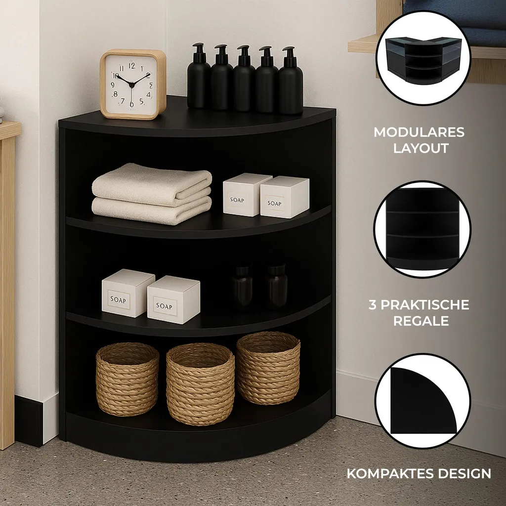 Étagère de présentation d'angle noire pour aménagement de magasin - 2
