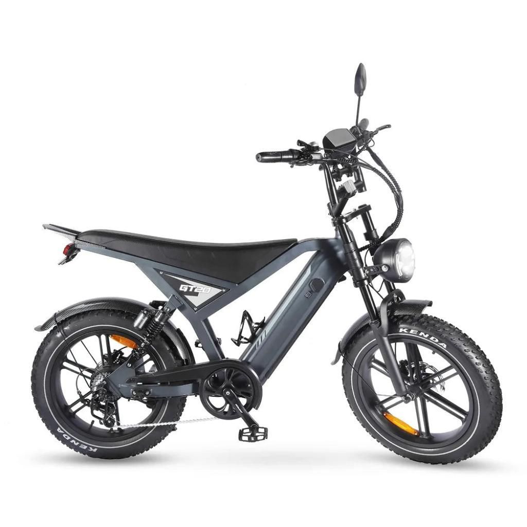 OUXI GT20 Elektrisches Fatbike - Blinker - NFC-Chip - 20 Zoll - 250W Motor - 7 Gänge - 65 km Reichweite - Hydraulische Scheibenbremsen - Grau