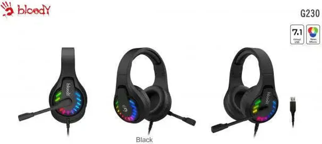 Casque Gaming A4Tech Bloody G230 USB Noir avec Micro pour PC et Laptop