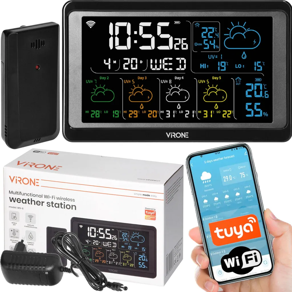 Station Météo avec Application Mobile Virone WS-6 Wi-Fi et Hygromètre