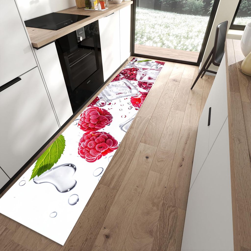 Küchenteppich 60x300cm rutschfest & abwischbar PVC Läufer - Himbeereis