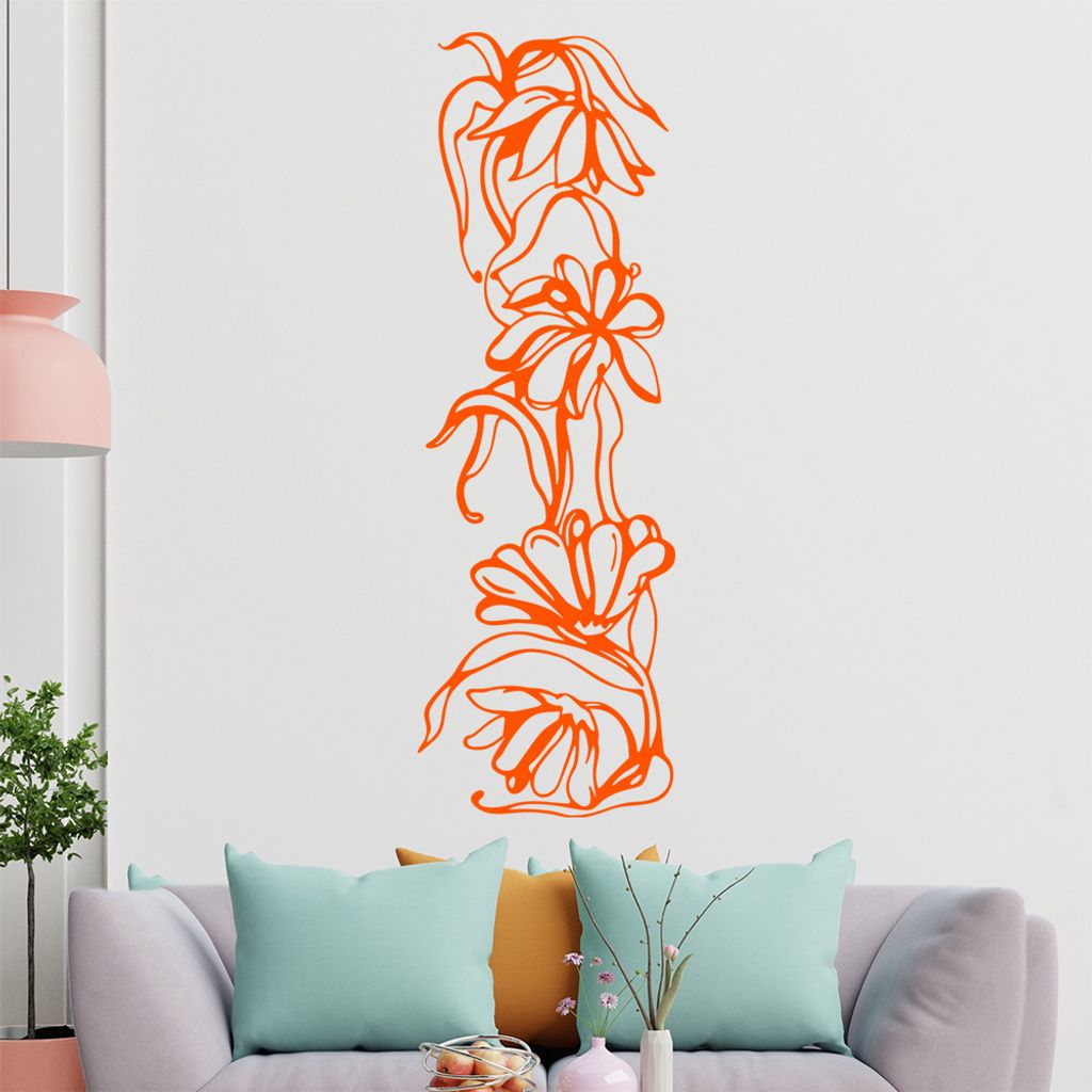 Blumen - Ranken Wandtattoo in 6 Größen - Wandaufkleber Wall Sticker - Dekoration, Küche, Wohnzimmer, Schlafzimmer, Badezimmer