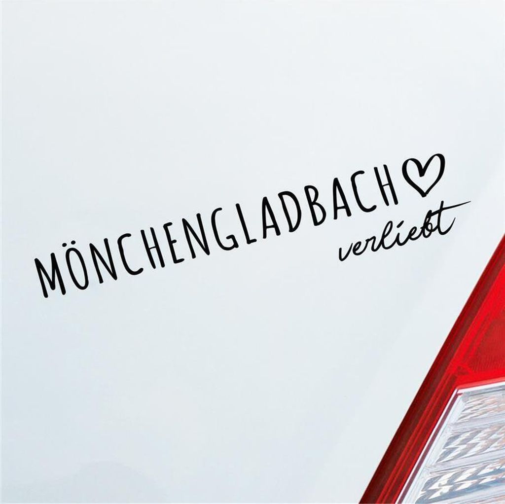 Auto Aufkleber Mönchengladbach verliebt Herz Stadt Heimat Liebe Car 19x4 cm Schwarz Glanz Sticker Heckscheibenaufkleber