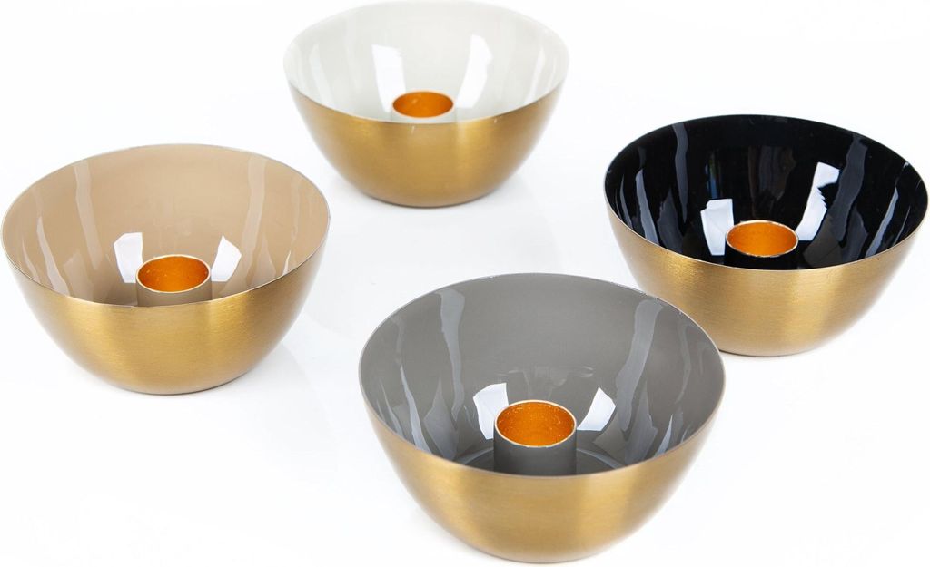 4er Kerzenhalter Set für Stabkerzen rund in 4 Farben 10 cm