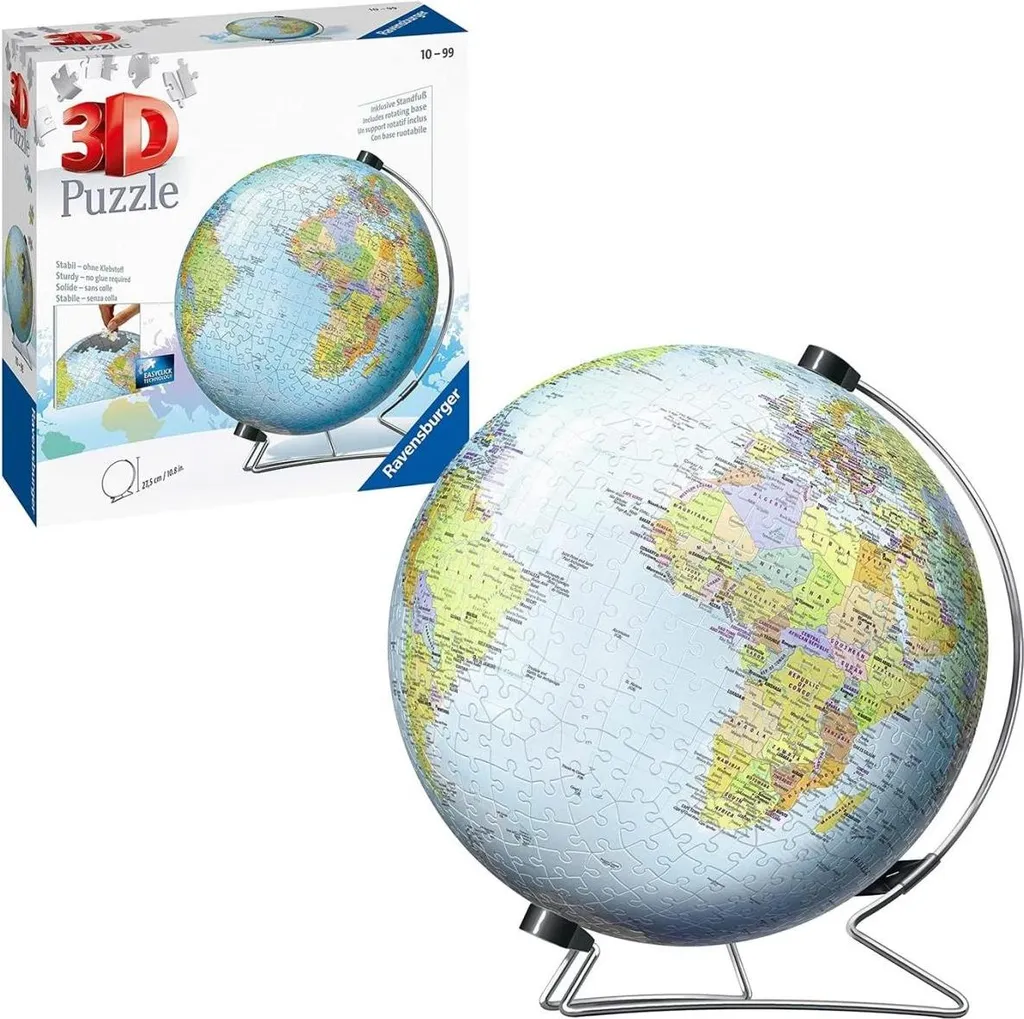 Globe Terrestre Puzzle 3D à construire - Sphère géographique 22cm 540p - 7