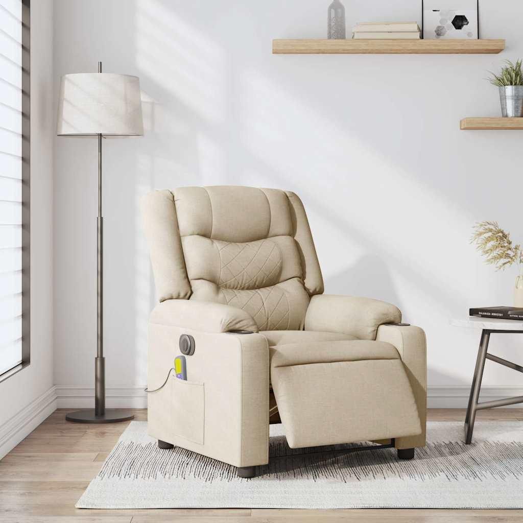 vidaXL Massagesessel Elektrisch Creme Stoff