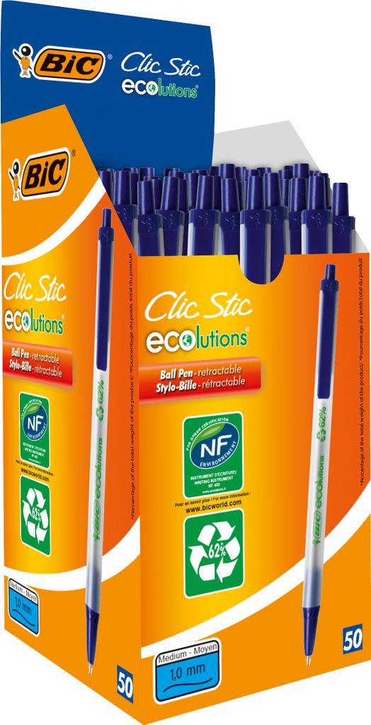 BIC Clic Stic Blau Clip-on-Einziehkugelschreiber Medium 50 Produktbild 