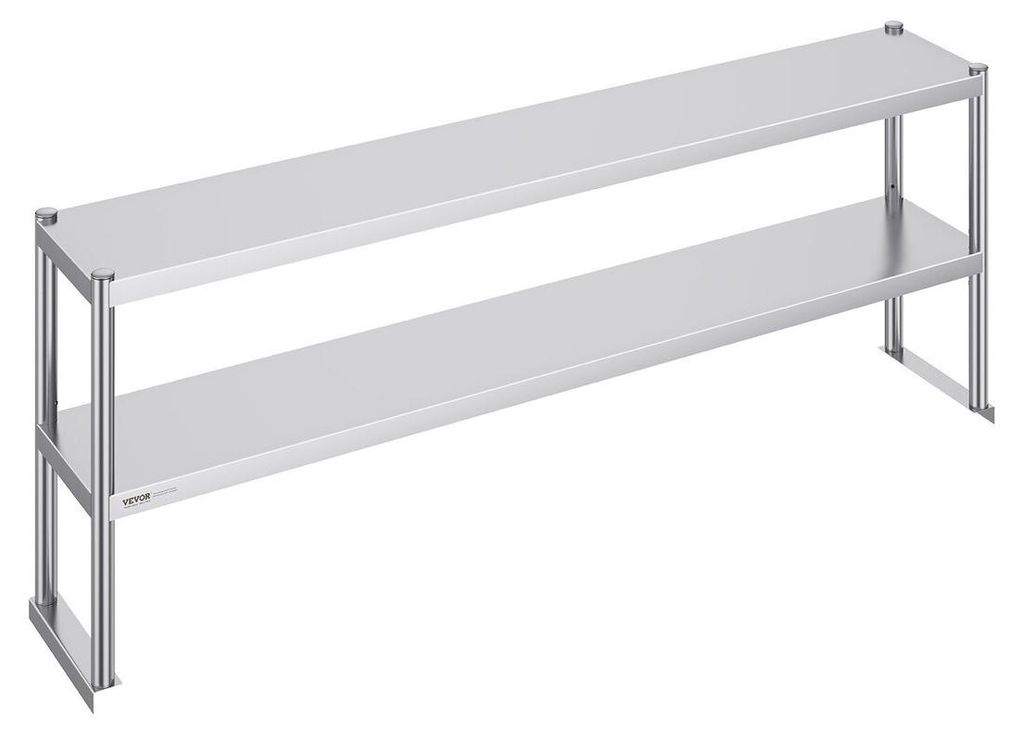 Double Overshelf Stainless Steel Overshelf 2-Tier 12"x72" for Prep Table