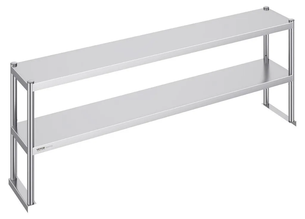 Étagère double en acier inoxydable 30,5x183 cm pour table de cuisine
