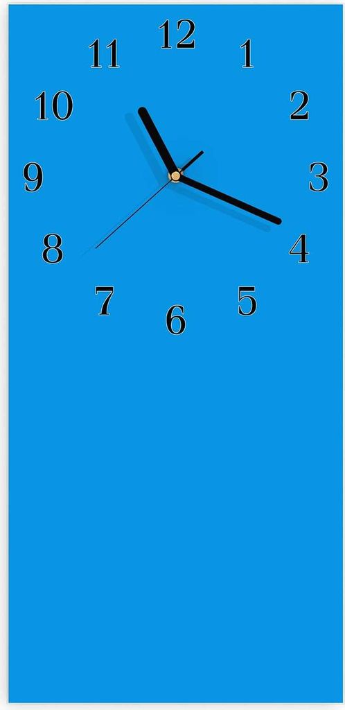 Wanduhr aus Glas mit Motiv Hellblauer Hintergrund II- 30 x 60 cm - inkl. Aufhängesystem