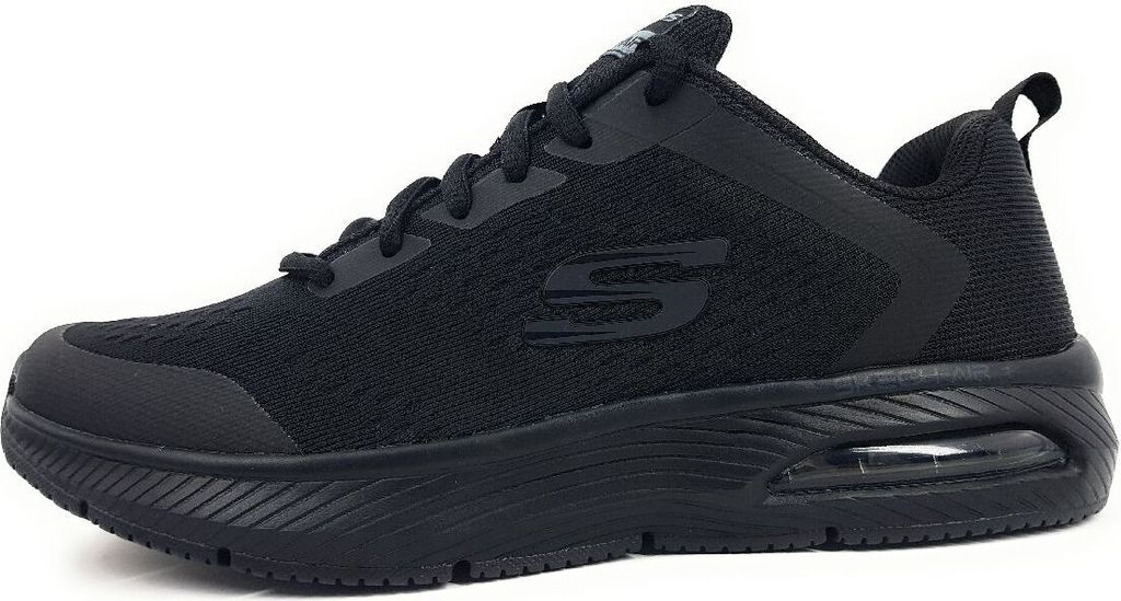 A black Skechers sneaker shown from the side against a white background.