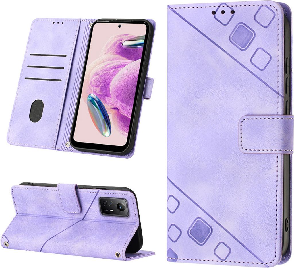 Hülle für Xiaomi Redmi Note 12S Prägung Flip Leder Brieftasche Schutzhülle mit Ständer Lila