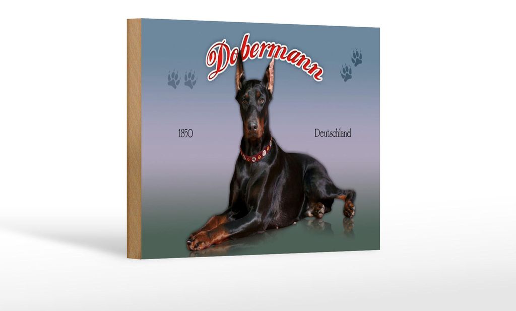 Holzschild Hund 18x12cm Dobermann 1850 Deutschland