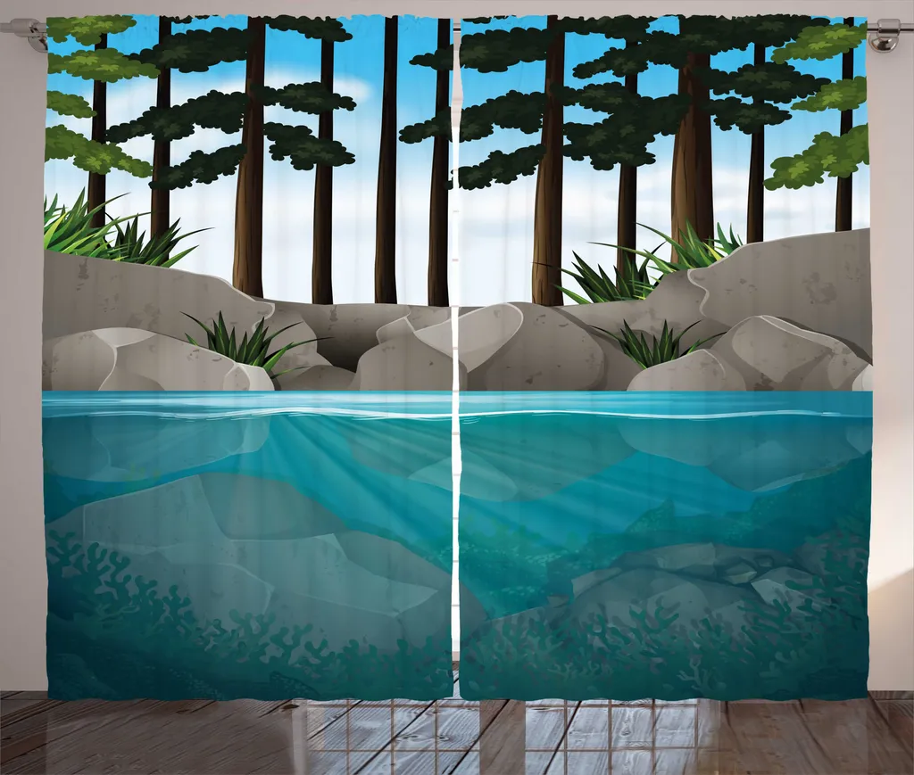 Rideaux de Salon Imprimés Paysage Naturel Aquatique 280 x 225 cm