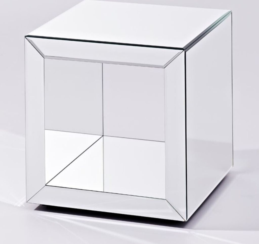 Casa Padrino Luxus Spiegelglas Beistelltisch im Würfel Design 46 x 46 x H. 48 cm - Designer Wohnzimmermöbel
