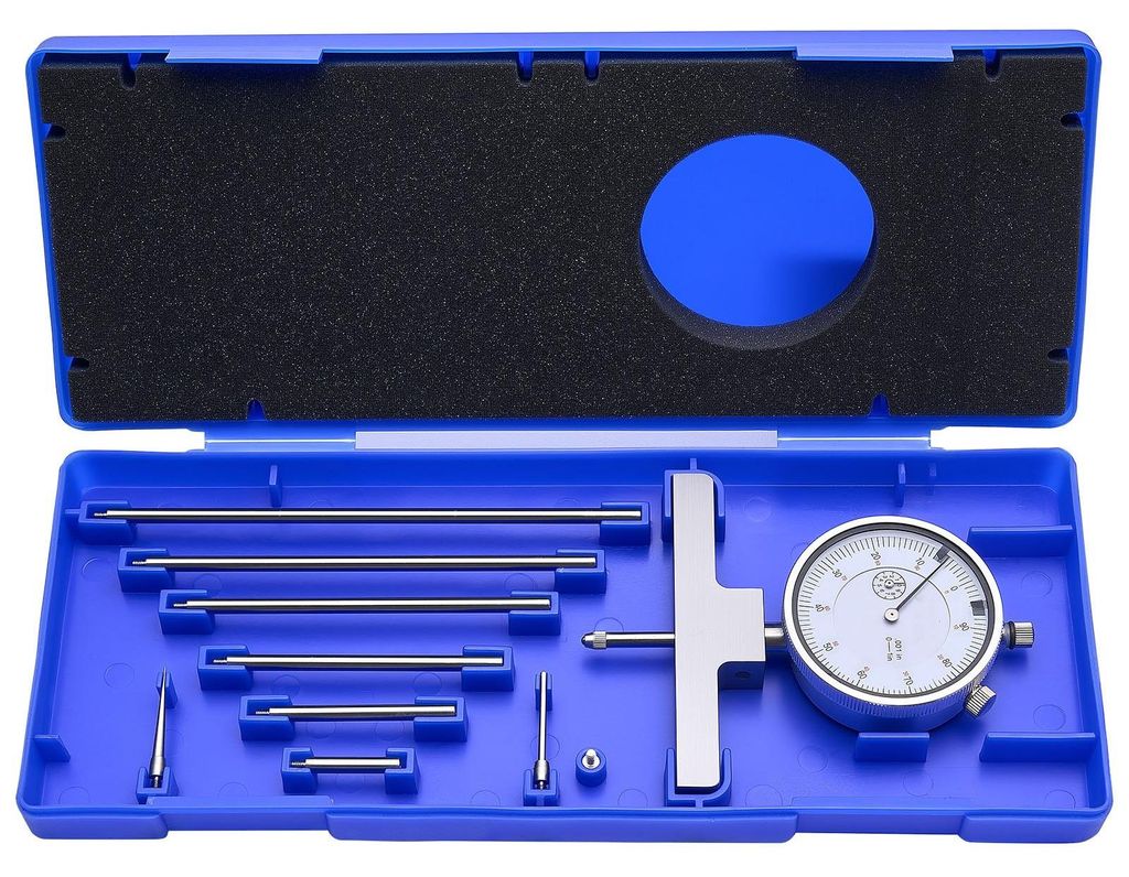 Tiefenmesser - Tiefenmessschieber Mechanisch - Messbereich 0–55,9 cm - Auflösung 0,025 mm - 4 Ambosse - 6 Messstangen - Für Nuten, Stufen & Boh...