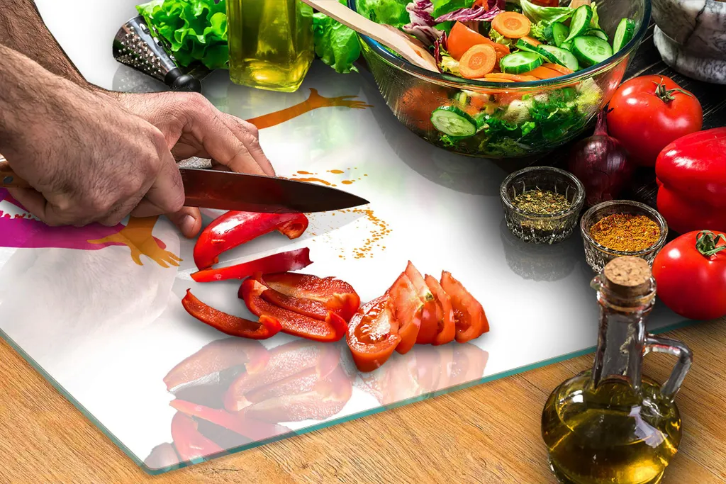 Tagliere Grande in Vetro 52x40 cm Pomodori - Ideale per Pasta e Carne - 4