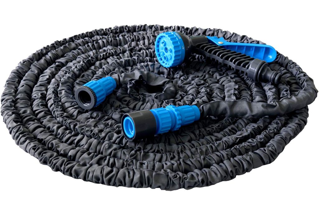 Flexibler Gartenschlauch 23m grau mit Zubehör und Sprühkopf