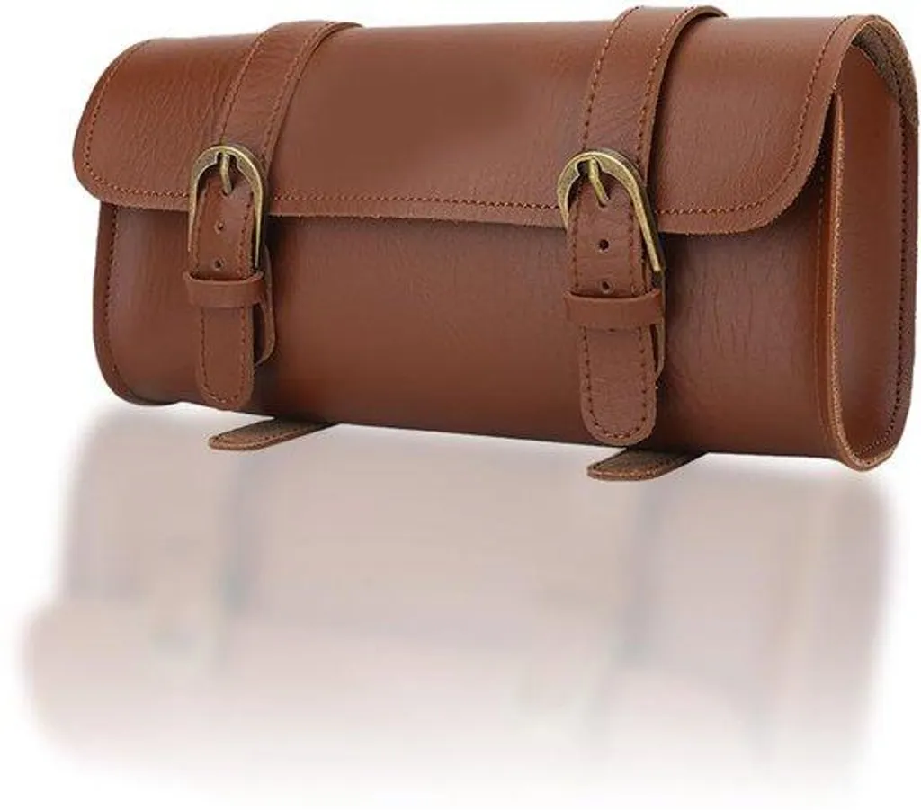 Besace de vélo en cuir véritable marron - Sacoche arrière de vélo chic