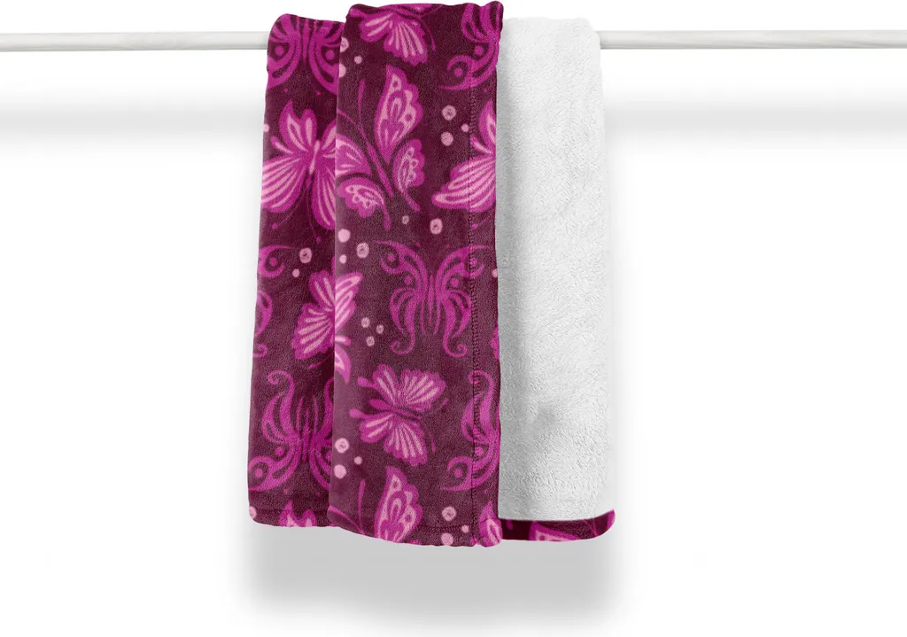 Coperta Morbida ABAKUHAUS Farfalle Rosa per Bambini e Adulti 125x175