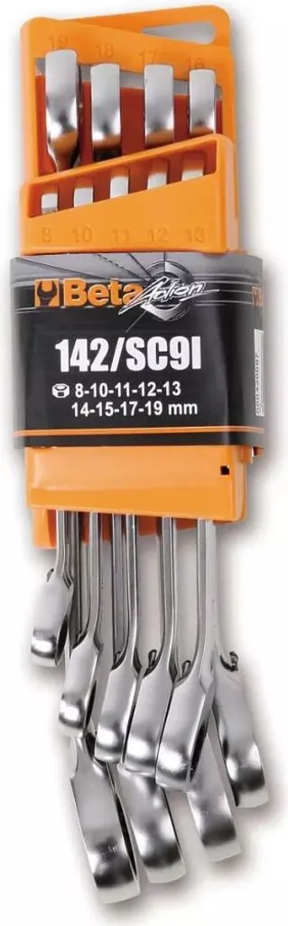 Jeu de Clés Mixtes Beta 142/SC9I Acier Satiné avec Cliquet Réversible