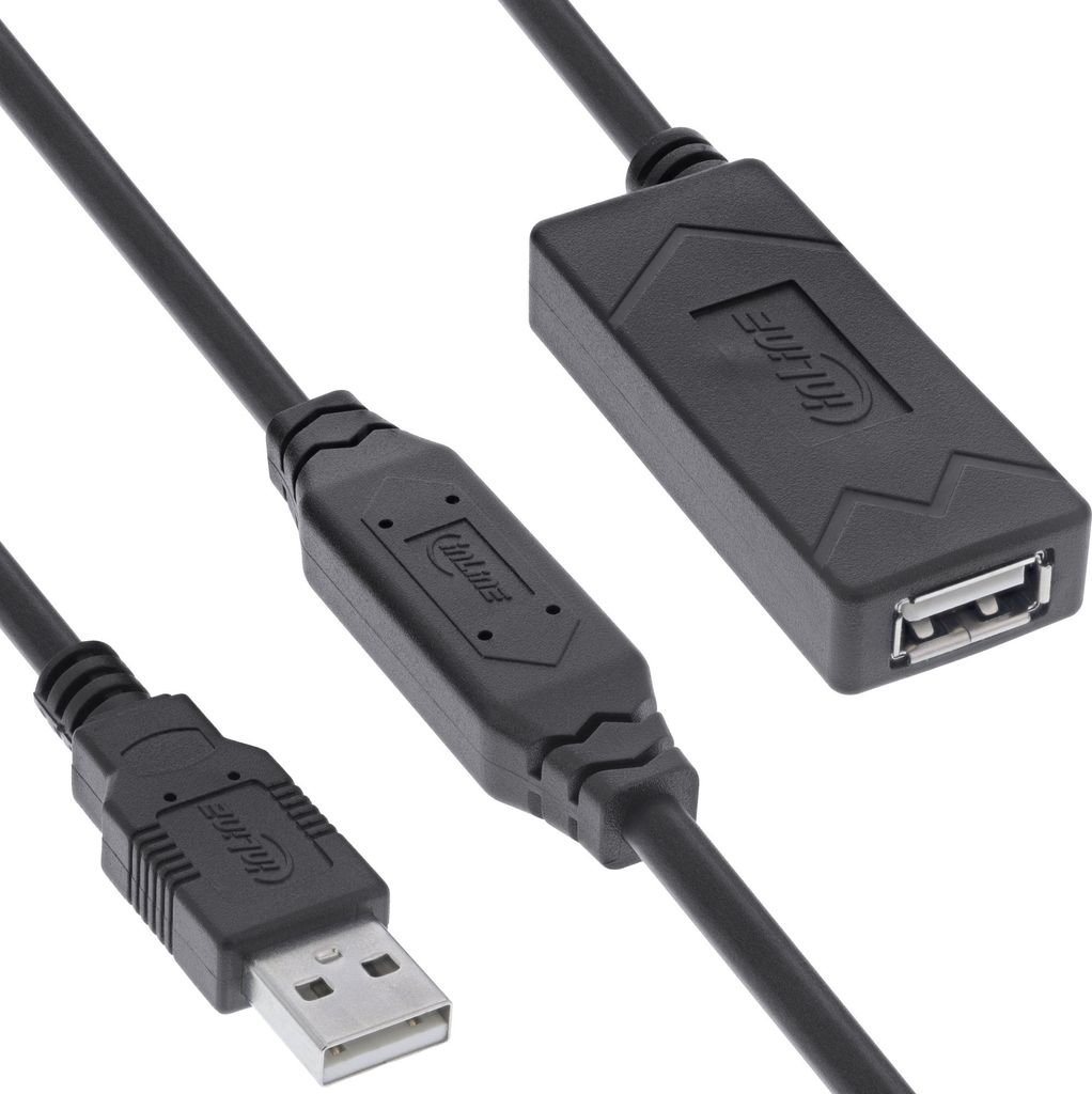 InLine USB 2.0 Aktiv-Verlängerung, USB-A Stecker/Buchse, 15m