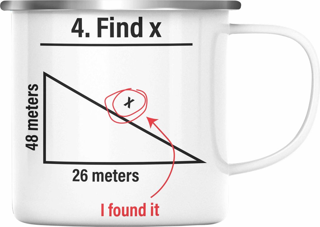 Trendation - Find X Lustige Emaille Tasse Mathe Spruch Mathematiker Geschenkidee Mathestudent Lustig (Silber)