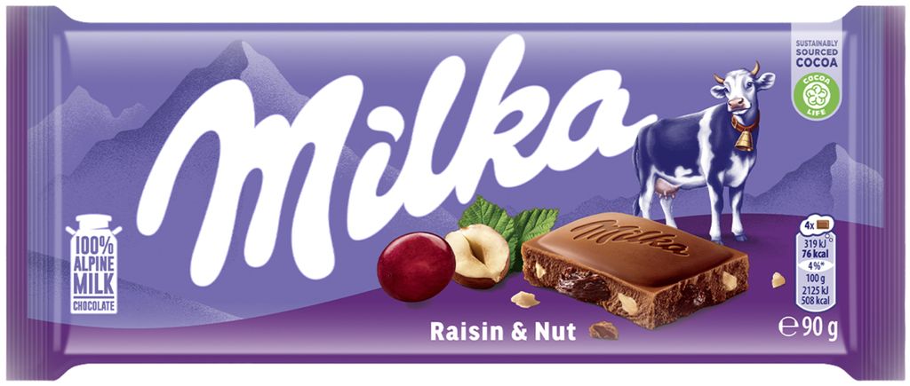 Milka Czekolada Mleczna z Rodzynkami i Orzechami 90 g Immagine del prodotto 