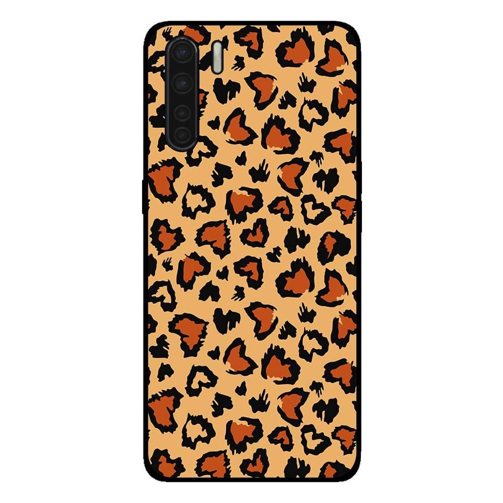 Smartphonica Handyhülle für OPPO A91 mit Tiger-Print - Panther Print Back Cover - Braun