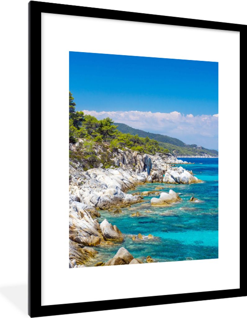 MuchoWow Gerahmtes Poster Meer - Sommer - Tropisch 60x80 cm - Poster mit Schwarzem Bilderrahmen Wandposter Rahmen Foto Bilder - Wohnzimmer - Deko...