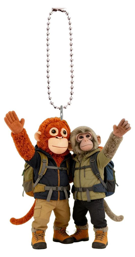 Affen-Schlüsselanhänger, niedlicher Baby-Affe aus Acryl, 2D-Affe mit Plüschtier, Anhänger zum Aufhängen an Rucksack, Handtasche und Autoschlü...