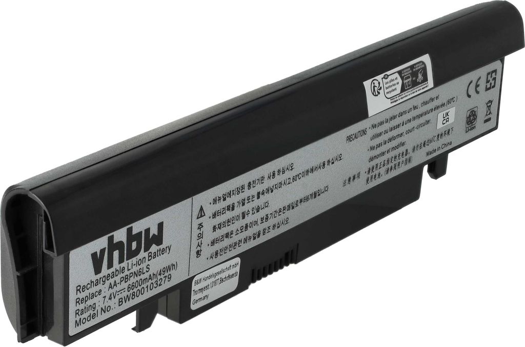 vhbw Akku kompatibel mit Samsung NC110, NP-NC210, NC210, NP-NC110 Notebook (6600 mAh, 7,4 V, Li-Ion)