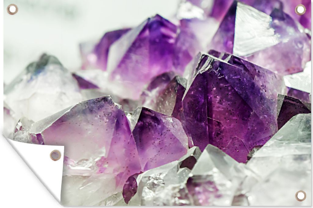 MuchoWow 120x80 cm Outdoor-Poster Gartendeko Sichtschutz Garten Poster für den Garten Amethyst-Edelstein