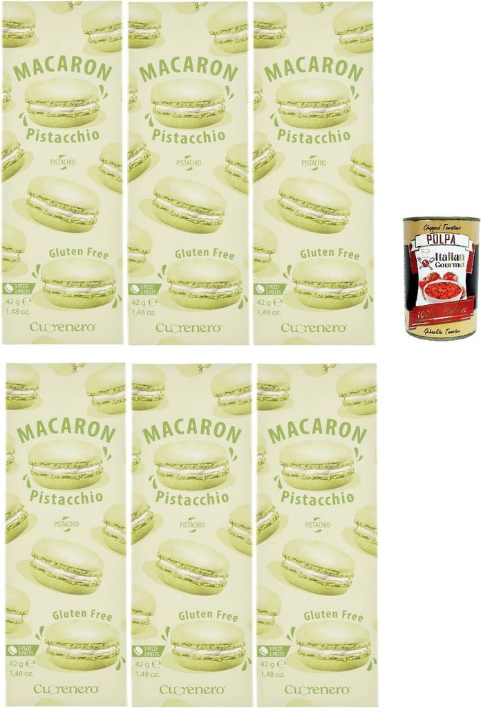 Cuorenero Macaron Pistacchio, gluten frei, gluten free, Kosher, Macaron Pistaziencreme 6x 42g + Italian Gourmet polpa 400g