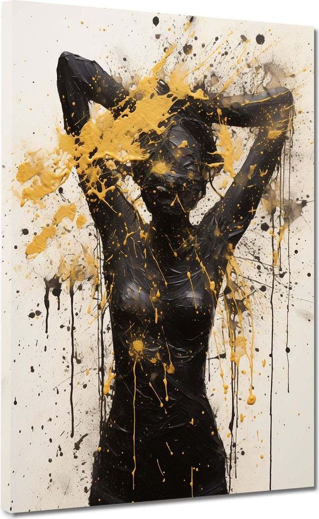 Frau Black Art Leinwandbild Wandbild abstrakt Kunstdruck XL Wanddeko: 75x100x4cm