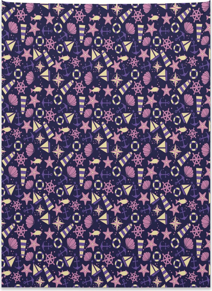 Abakuhaus Leuchtturm Wandteppich, Zusammenfassung Shells Boot aus Weiches Mikrofaser Stoff Kein Verblassen Klare Farben Waschbar, 110 x 150 cm, Dun...