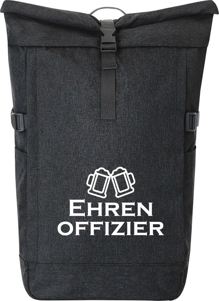 Huuraa Kurierrucksack Ehrenoffizier Schützenfest 30-44 Liter Black Melange Fairtrade Rolltop Rucksack Geschenkidee