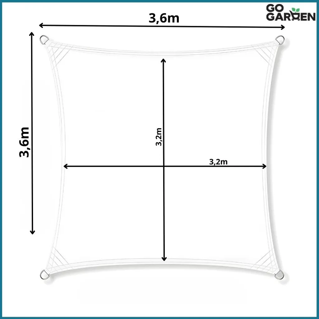 Vela Ombreggiante Zolta 3.6m x 3.6m - Tessuto Tecnico Impermeabile UV95 - 20
