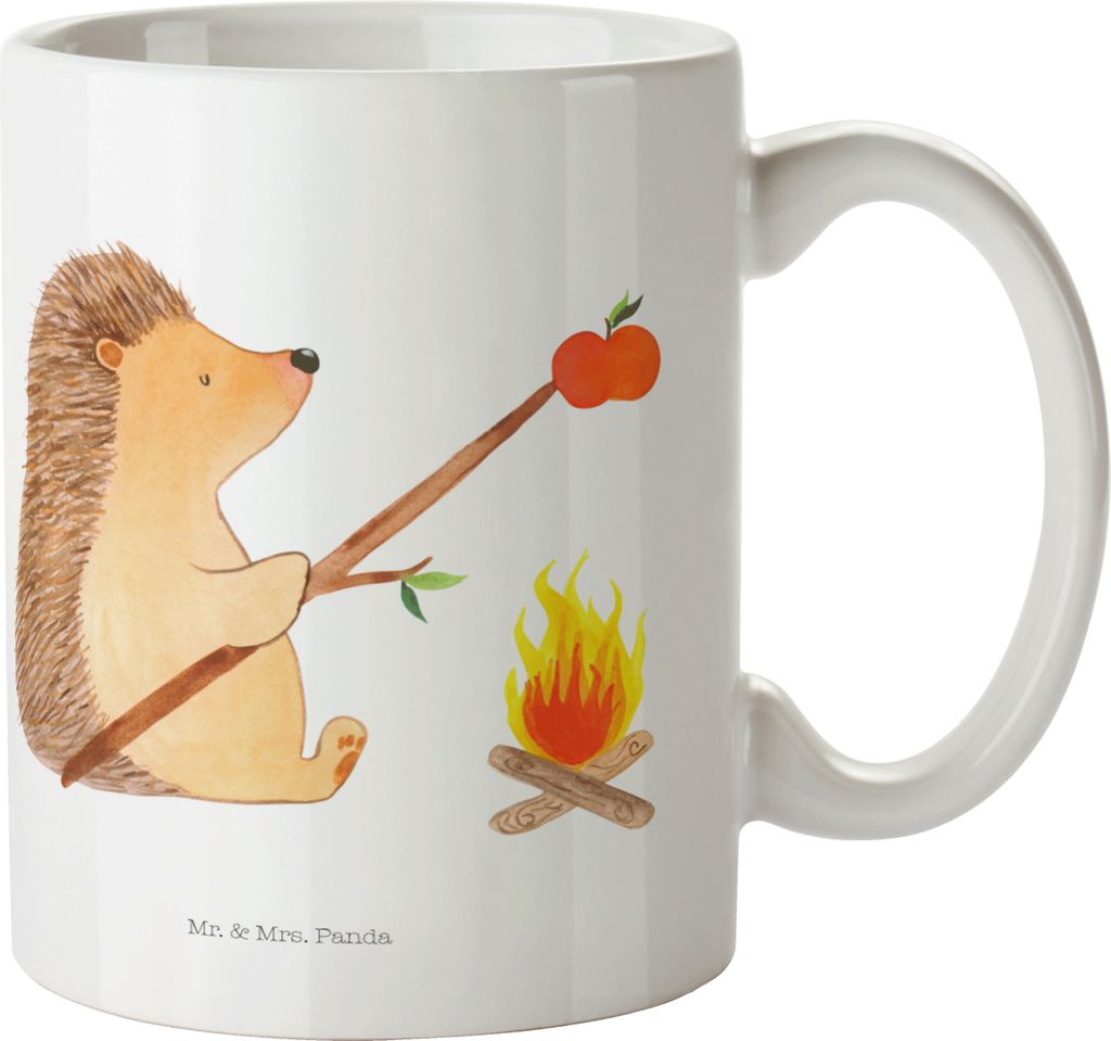 Mr. & Mrs. Panda Kaffeebecher Igel Grillen - Weiß - Geschenk, Sinn Des Lebens, Tasse, Teetasse, Lustige Sprüche, Becher, Keramiktasse, Motivation...