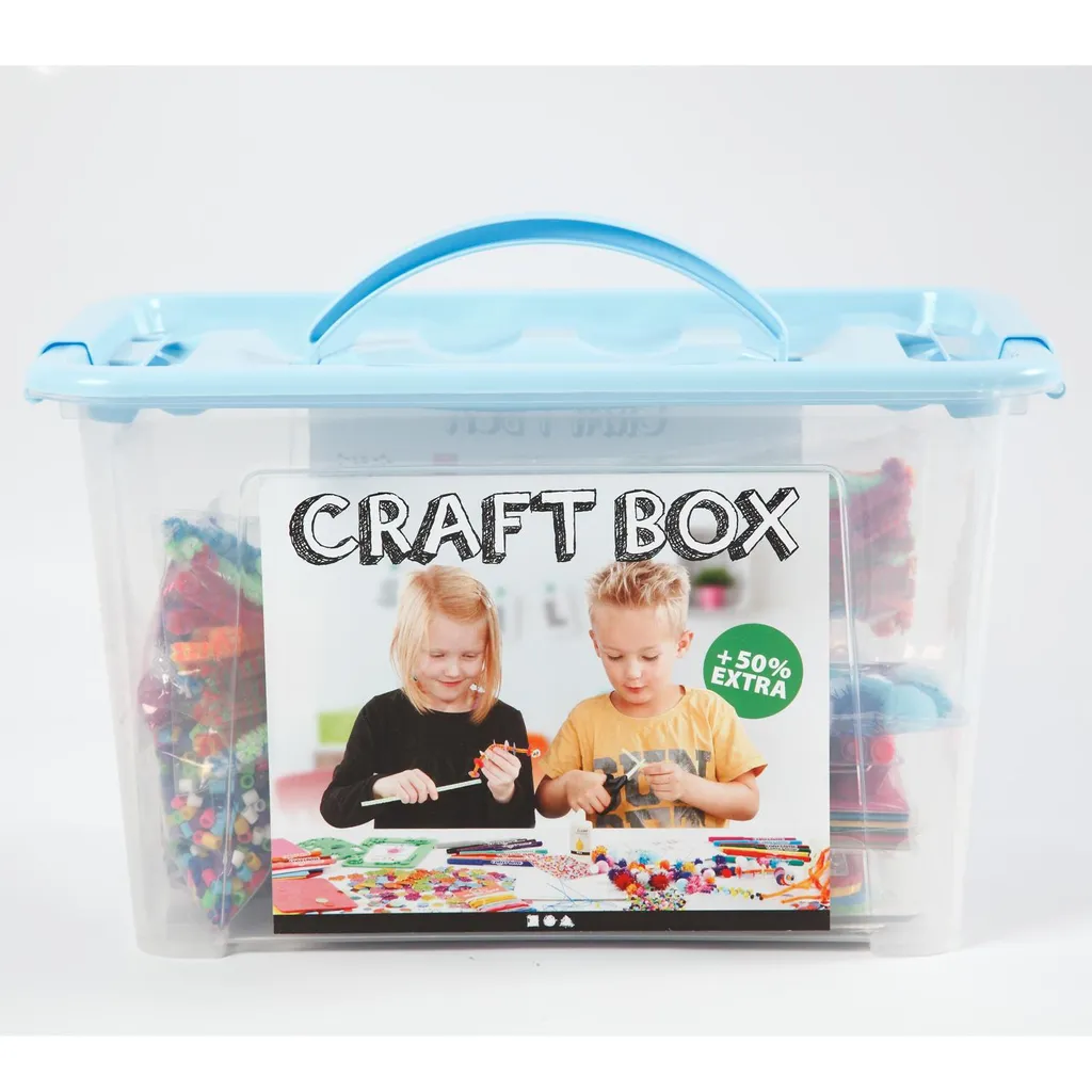 Boîte Créative Bleue Multi-Matériaux : Assortiment de 100+ Accessoires