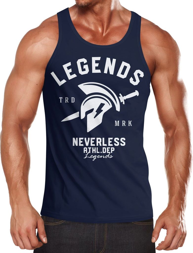 Cooles Herren Tank-Top Gladiator Sparta Gym Athletics Sport Fitness Muskelshirt Muscle Shirt Neverless navy XL