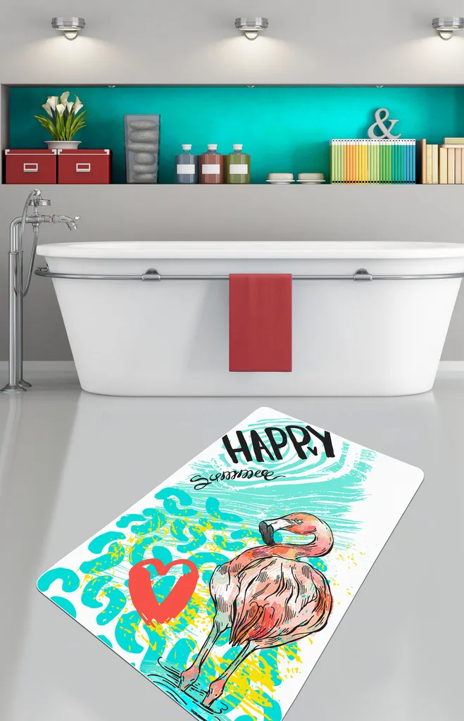 Tapis de bain Mijolnir Happy CHL4397 multicolore en 100% velours doux
