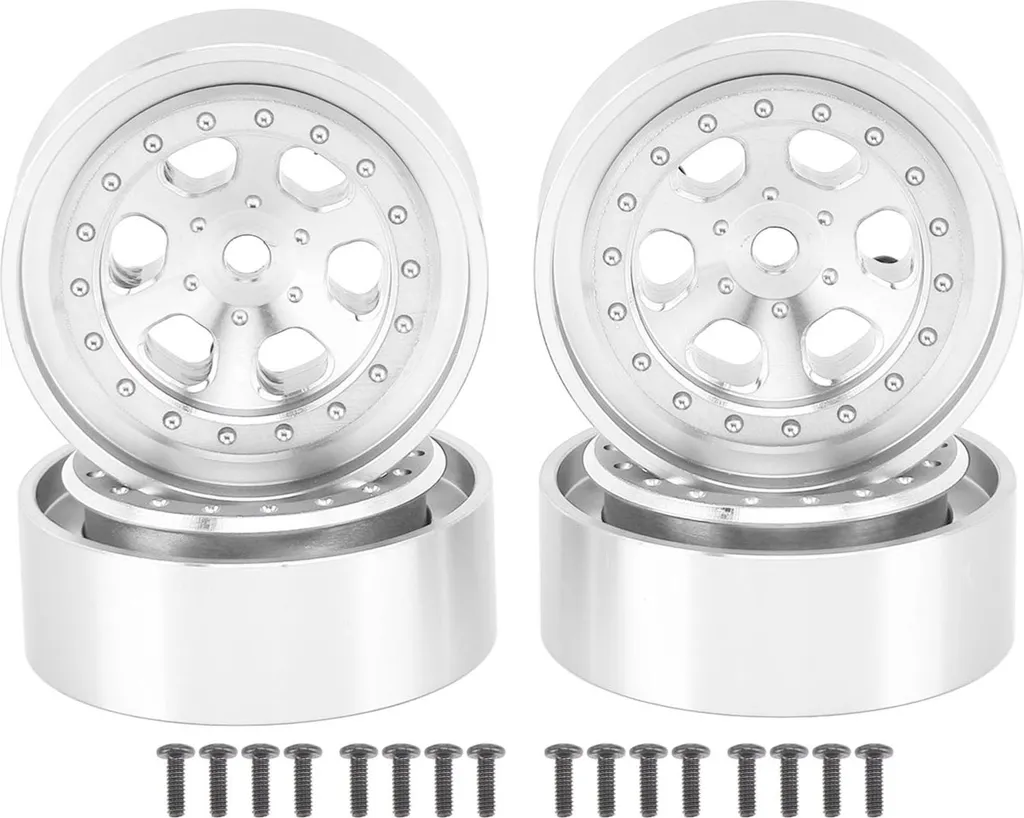 Moyeux de Roue 1,3" en Métal Argent pour Voiture RC Traxxas TRX4M 1/18