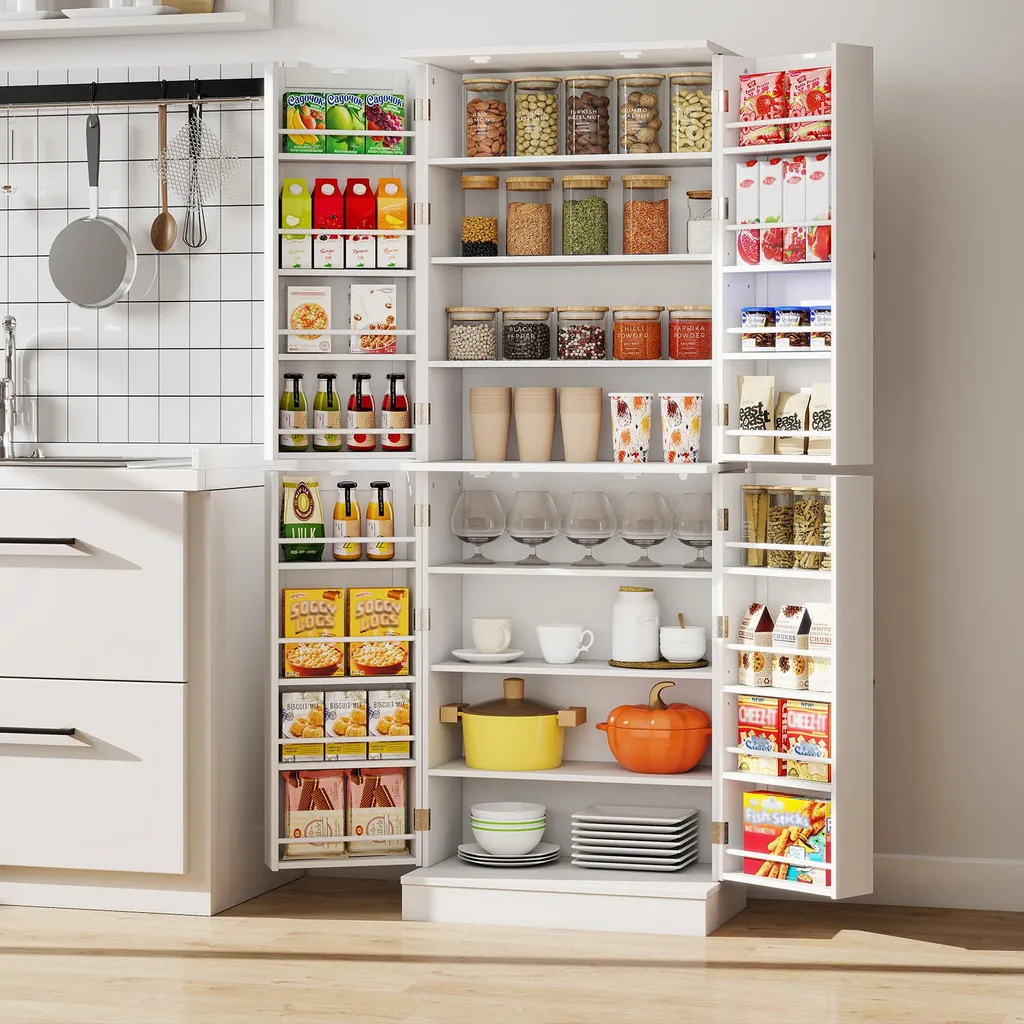 Buffet de cuisine blanc indépendant avec rangement modulable 170 cm